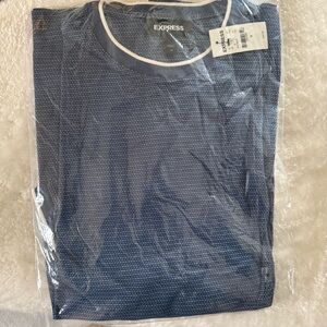Express Men’s T-Shirt - Navy Blue & White Print - Size Medium